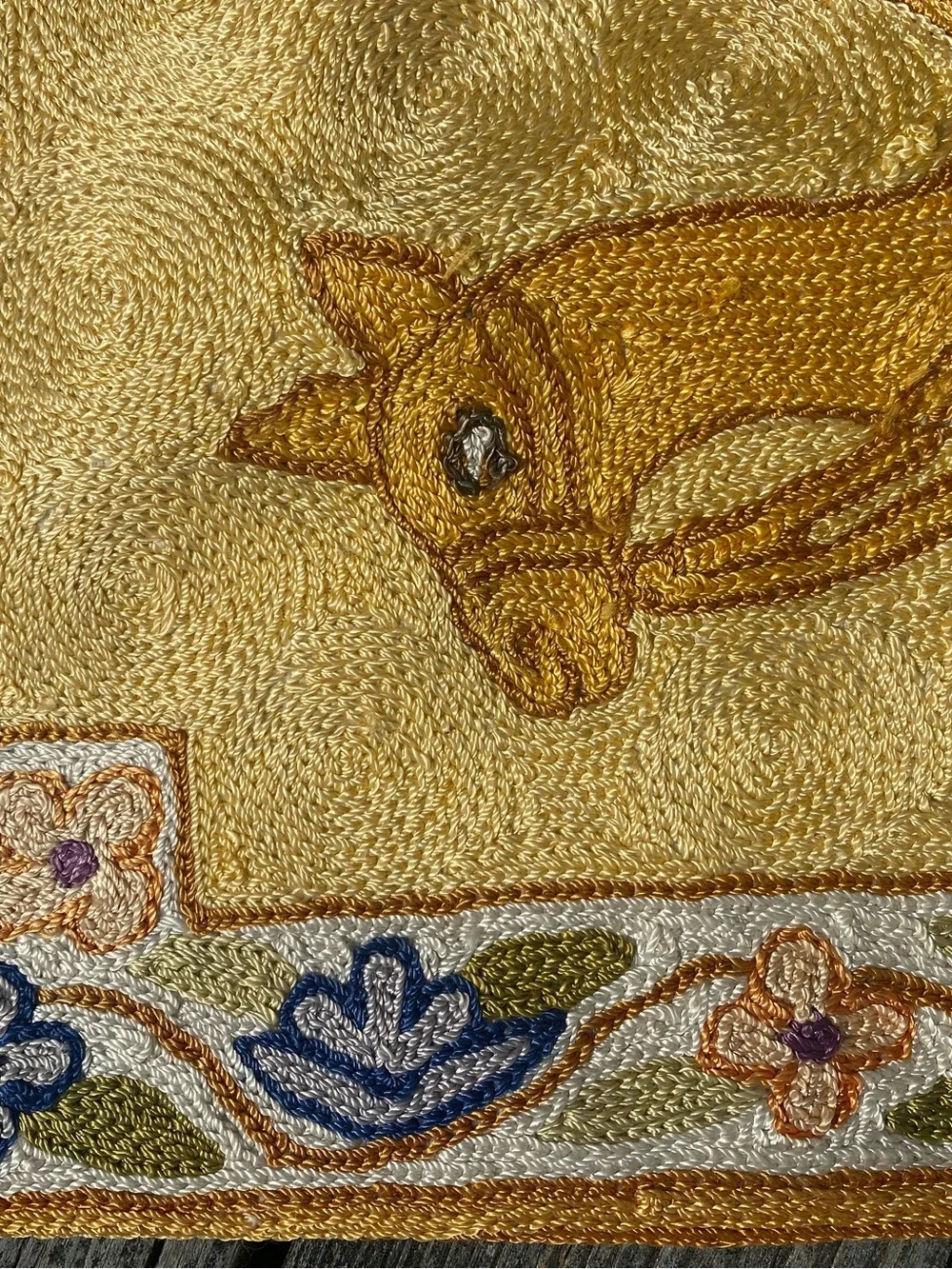 Embroidered Camel Accent Pillow Cover in Golden Yellow